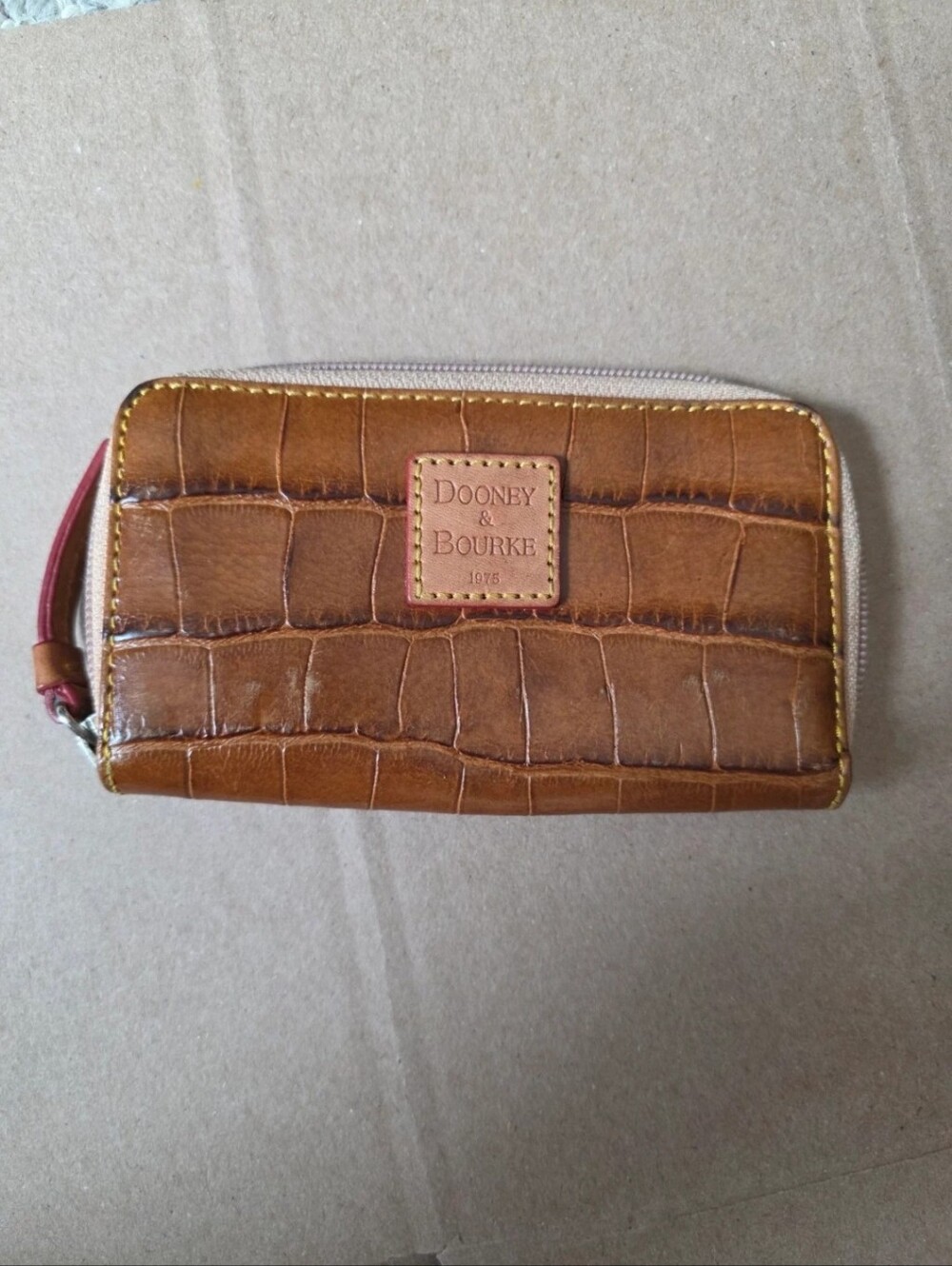 Dooney & Bourke Brown Croc-Embossed Leather Zip Wallet